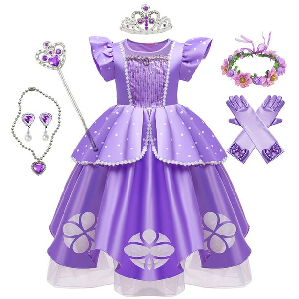 Vestido de Princesa Sofía para niña, disfraz de Cosplay con apliques de perlas, ropa de tul mullida de lujo para Halloween, nuevo Fivean unisex