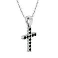 thumbnail image 2 of Dazzlingrock Collection Round Black Diamond Divine Cross of Jesus Pendant for Women with 18 Inch Gold Chain (0.15 ctw, Color Black, Clarity Opaque) in 14K White Gold, 2 of 4