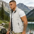 thumbnail image 5 of Sewkxo Mens Vests Outerwear Windproof Lightweight Softshell Vests Sports Sleeveless Jacket for Golf Hiking Fishing Running,White L, 5 of 7