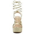 thumbnail image 2 of BLISSFUL STEP Sandales Espadrilles à Plateforme à Talon Compensé à Lacets Dorées pour Femmes 7,5 M US, 2 of 6