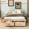 thumbnail image 2 of Full Size Platform Bed with 6 Drawers, Minimalist Storage Bed, Wooden Bed Frame with Slats Support, Noise Free, No Box Spring Needed, Antique Natural, 2 of 9
