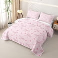 thumbnail image 3 of Homewish Girls Pink Twin Quilt Set,Bowknot Hearts Twin Coverlet Set,2pcs, 3 of 7