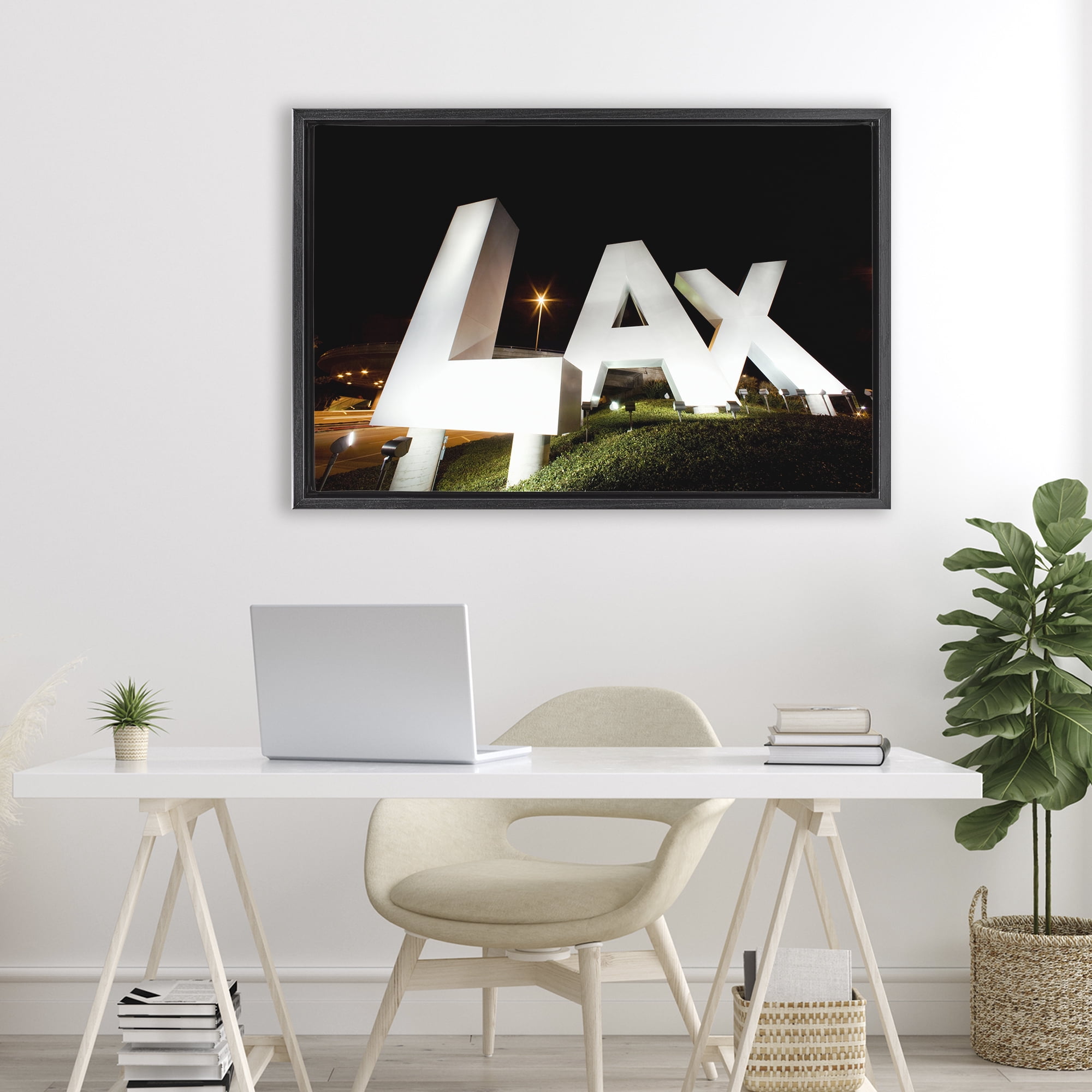 Stupell Industries LA Airport Structure Black Framed Floater Canvas Wall Art, design by Scott Stulberg