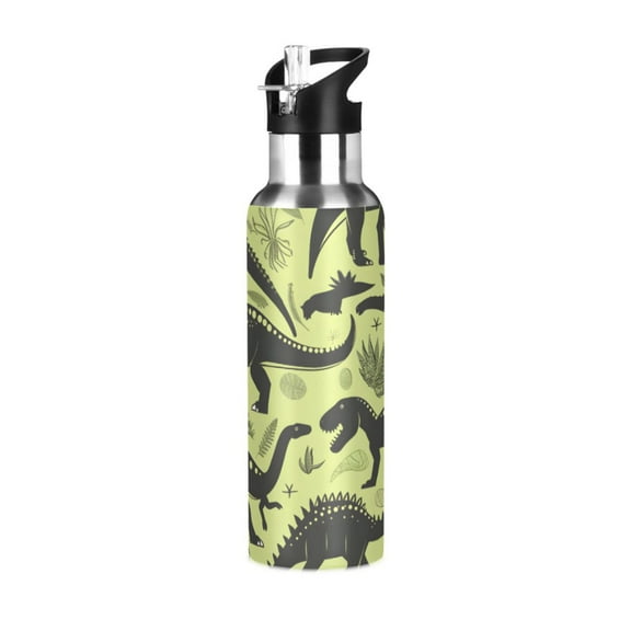 ALAZA Dinosaurs Forest Water Bottle Insulated Flask Stainless Steel Straw Lid 20 oz