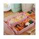 thumbnail image 4 of Fiambrera Bento Box, fiambrera apilable con compartimentos 3 en 1, recipiente para almuerzo de paja de trigo con utensilios, sin BPA, apta para microondas, color rosa, 4 of 5