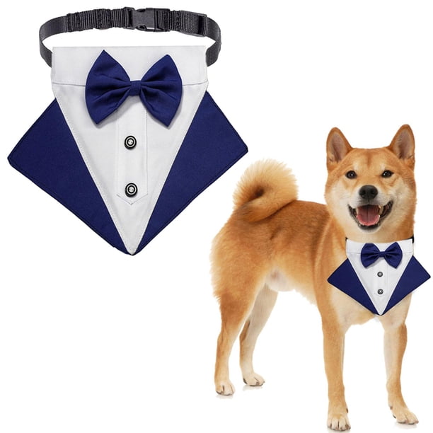Diseño de cuello de bandana de esmoquin para perro mascota formal con pajarita de boda para perro para el cuello para cumpleaños Azul Salvador Collar de esmoquin para perros