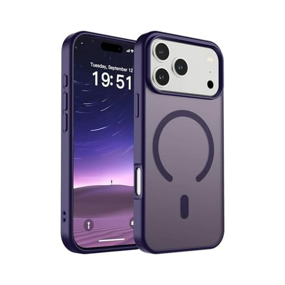 ZHU997 Magnetic for iPhone 17 Pro Max Case (Compatible with MagSafe)(Military Grade Drop Protection) Translucent Matte Shockproof with Anti-Fingerprint Phone Cover 2025,Dark Purple