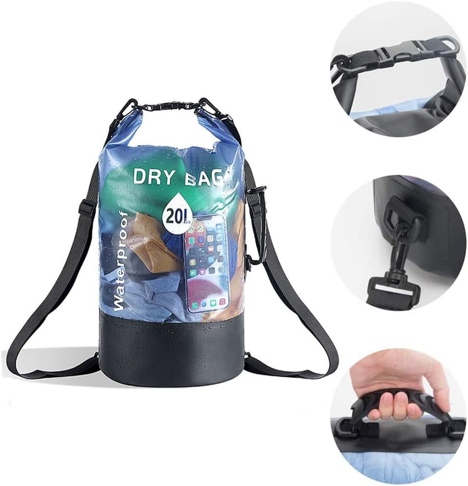 Wiher 10L/20L Waterproof Dry Bag，Dry Storage Bag Backpack with Kayaking, Beach, Rafting, Boating, Hiking, Camping and Fishing (Blue)