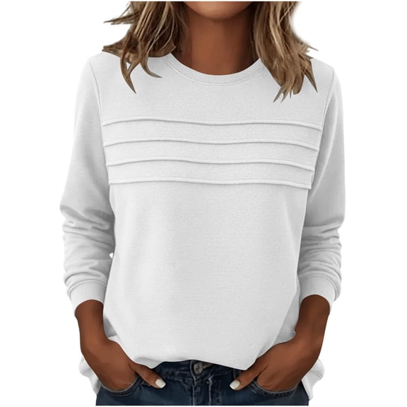HAiming Long Sleeve Shirts for Women Loose Solid Color Casual Scoop Neck Sweatshirts Fall Winter Workout Tops
