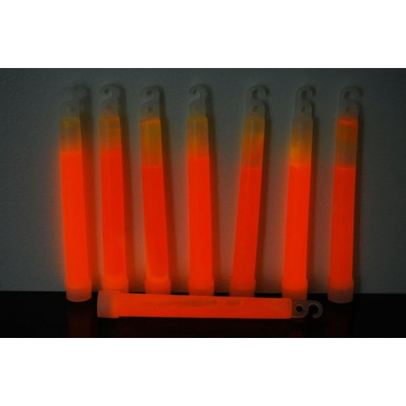 DirectGlow 6 Ct Orange Jumbo 6 Inch Safety Glow Sticks Bright Neon Industrial Grade