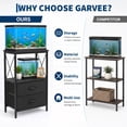 thumbnail image 6 of Heavy-Duty Metal Aquarium Stand for 5-10 Gallon Fish Tank, Turtle or Reptile Terrarium with 2 Fabric Drawers, 2-Tier Storage Shelf, Modern Wood-Grain Finish, 6 of 8