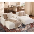 thumbnail image 6 of Ebello Oversized Modular Sofa Set, Loveseat with Ottomans & Center Console with Cup Holders – Corduroy Overstuffed Fabric Sofa Bed for Living Room,Easy Assembly(White), 6 of 9