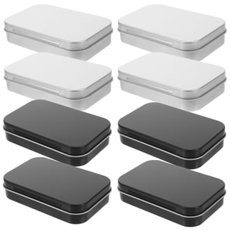 Black Metal Tinplate Candy Cases – 3.15 X 1.34 X 0.47 Inch Mini Tin Boxes, Small Organizer With Hinged Lid