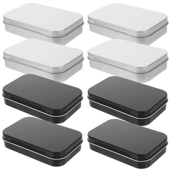 HEMOTON Set of 8 Small Metal Tin Boxes with Lids, Portable Rectangular Storage Containers for Candy, Chocolate, and Small Items