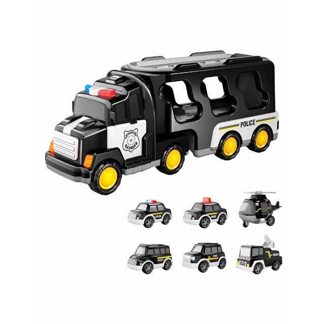 Coche De Policía De Dibujos Animados Xtellar negro Coche De Juguete 7 En 1