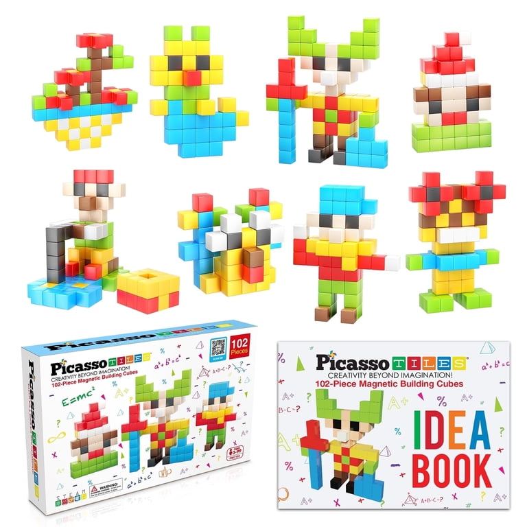 Magnetic Blocks Building Set, 102 Pieces with Idea Book photo 1