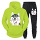 thumbnail image 4 of Conjunto deportivo divertido y bonito con estampado de husky para hombre, sudadera con capucha y pantalones de manga larga estilo callejero Y2K, conjunto de 2 piezas con capucha de perro y animal de a, 4 of 5