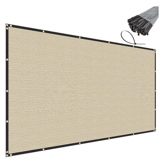 6' x 65' Beige Privacy Fence Screen Heavy Duty Windscreen Mesh Fencing Shade Fabric with Brass Grommets for Outdoor Fence Garden Patio Swimming Pool