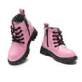 thumbnail image 7 of DADAWEN Toddler Boys Girls Combat Boots Waterproof Ankle Boots With Side Zipper Pink/Glossy leather 7 Toddler, 7 of 7