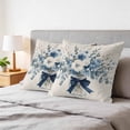 thumbnail image 6 of 16x16 Pillow Covers Set of 2, Blue Spring Floral Square Throw Pillow Covers for Couch/Sofa/Living Room, Watercolor Summer Flowers Vintage Decorative Soft Pillowcases for Couch Throw Pillows, 6 of 9