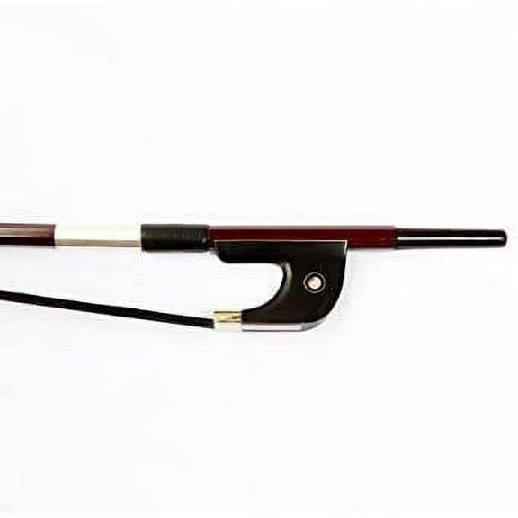 Vio Music#402 1/2 Bass Bow, Brazilwood, Ebony Frog, German Style, Black Horse Hair