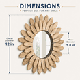 thumbnail image 2 of Wall Mirror Decorative 12 inch Sunburst Boho Mirror - Entryway & Bedroom Decor, Rustic Wood Round, 2 of 7