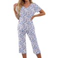 thumbnail image 2 of Womens Pajama Set 2026 Lounge Vintage Floral Printed Plus Size Short Sleeve and Capri Trousers Sets with Pockets, 2 of 7