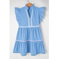 thumbnail image 4 of FOLUNSI Robe Élégante Bleue à Col en V Volantée : Coupe à Étages Stylée pour un Style Moderne Chic, 4 of 8