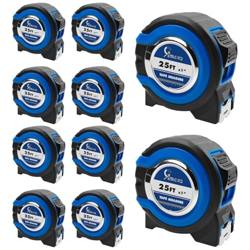 Tape Measure 25 ft, 10 Pack Bulk Tape Measure with Fractions 1/8 Easy Read Measuring Tape Retractable Steel Measuring Tape (25 ft x 1 in)$$Tools
