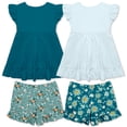 thumbnail image 2 of Millie Loves Lily Girls Teal and Sky Blue Tops and Printed Ruffle Shorts Set, Girls Size 5, 4-PCS, 2 of 2