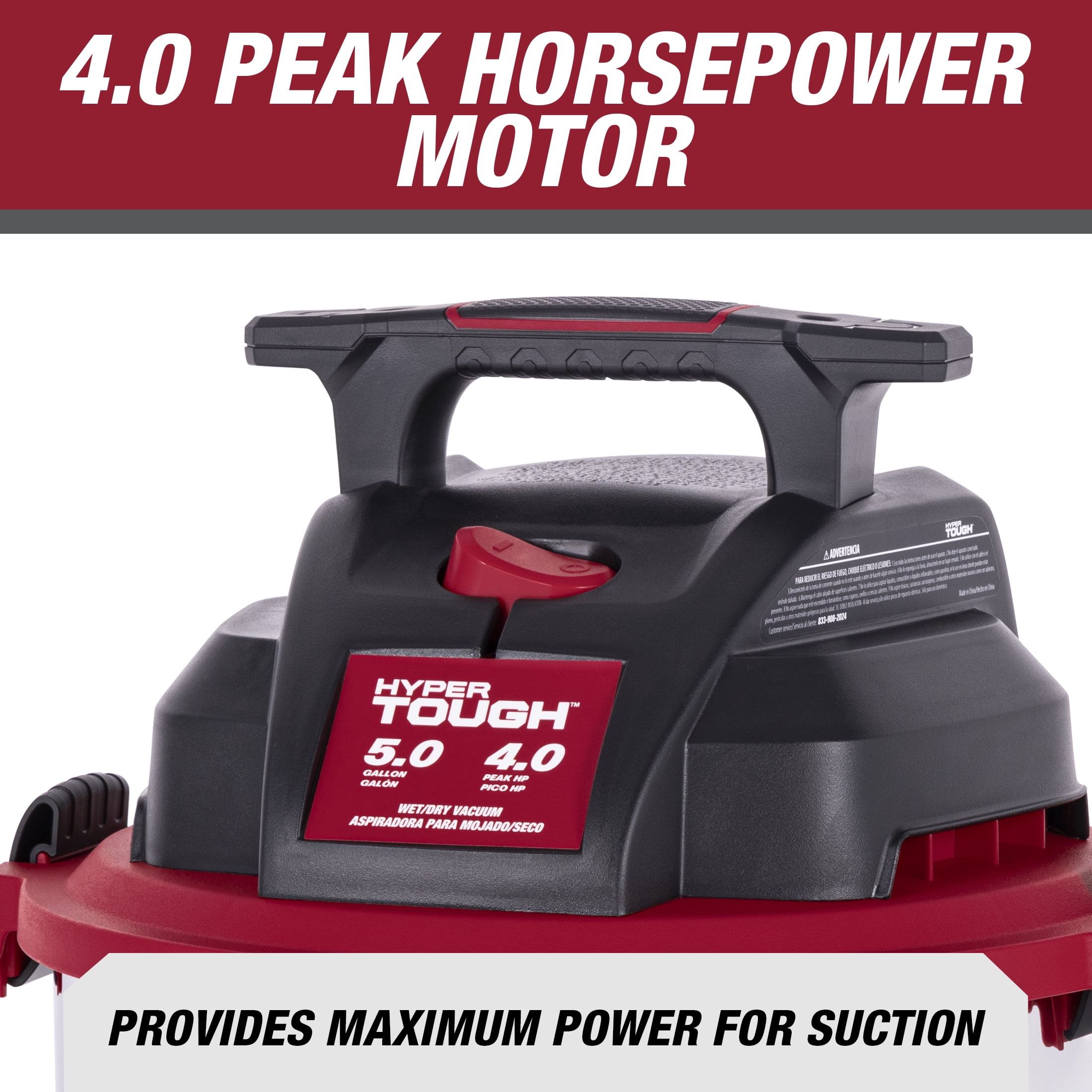 Hyper Tough 5 Gallon 4 HP Stainless Steel Wet Dry Vacuum for Home, Car, Garage & Workshop