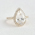thumbnail image 2 of solitaire jewels 3CT Pear Halo Moissanite Engagement Ring For Women, 14K Yellow Gold, 2 of 5
