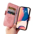 thumbnail image 3 of Allytech Case for iPhone 14 Pro 6.1",Leather Wallet Folding Case Kickstand and Detachable Strap Cash Pocket Credit Card Slots Magnetic Closure Compatible with iPhone 14 Pro,Pink, 3 of 8