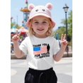 thumbnail image 1 of Thank You for Your Service" Patriotic Cotton T-Shirt for Girls - Casual Crew Neck, Stretchy & Breathable Summer Top with American Flag & Soldier Print, Perfect for Veterans or Patriotic, 1 of 6