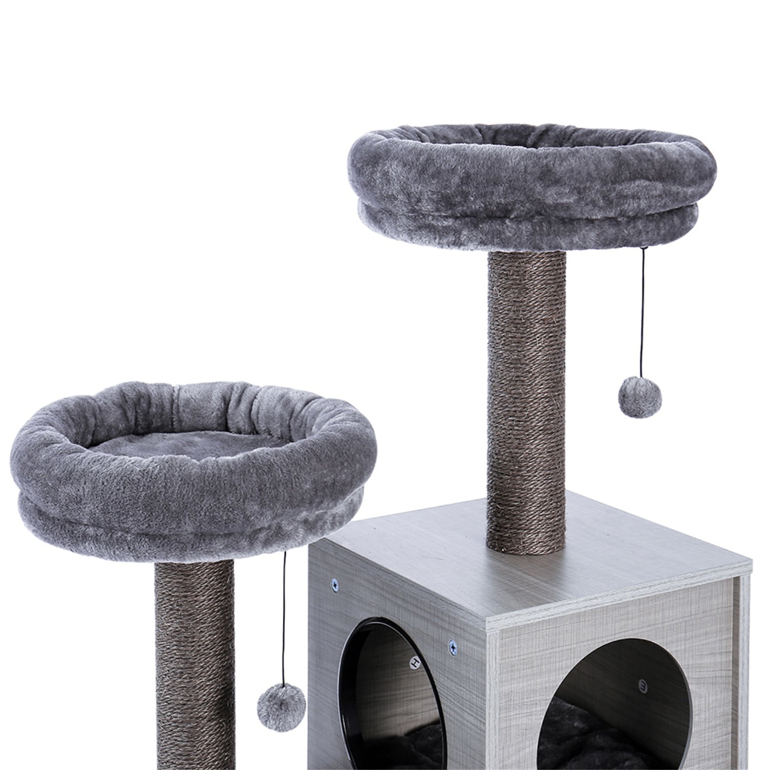 Pefilos 55 Inches Wooden Cat Tower for Adult Cats Modern Cat Tree Tower with 2 Super Large Condo, Cat Tree House with Removable Soft Perches Cat Condo for Indoor Cats, Gray Pefilos 55 Inches Wooden Cat Tower for Adult Cats Modern Cat Tree Tower with 2 Super Large Condo, Cat Tree House with Removable Soft Perches Cat Condo for Indoor Cats, Gray