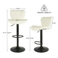thumbnail image 3 of Hawsaiy Modern Bar Stools Set of 2, Adjustable Faux Leather Upholstered Swivel Bar Stools, Counter Height Bar Chairs with Back for Kitchen Island, White, 3 of 6