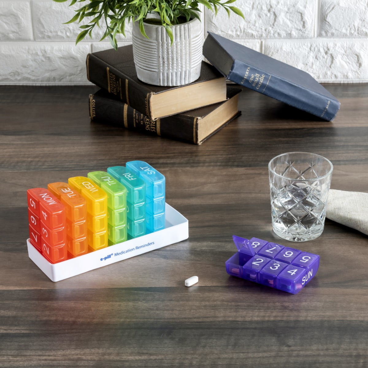 e-Pill 8 Times a Day x 7 Day Large Weekly Pill Organizer - Multicolor