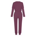 thumbnail image 5 of Women Long Sleeve Color Block Patchwork Crewneck T Shirt Top Blouse And Long Pants Leggings Casual Outfit Set Summer Pants Women, 5 of 5