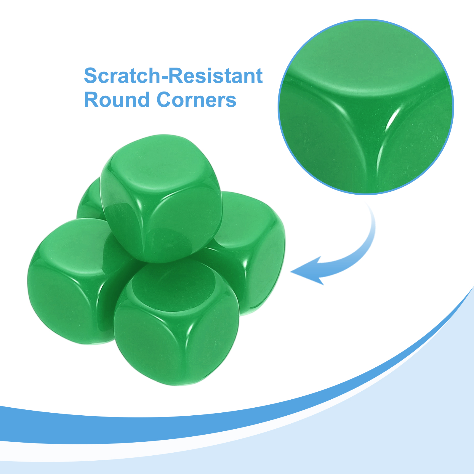 50Pack Rounded Blank Six Sided Dice 20mm/0.8inch Acrylic Dice, Green