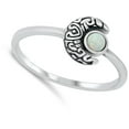 thumbnail image 4 of CHOOSE YOUR COLOR White Simulated Opal Crescent Moon Witch Ring .925 Sterling Silver Band CZ Female Size 9, 4 of 4