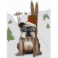 thumbnail image 2 of Fab Funky 12x14 Gold Ornate Wood Framed with Double Matting Museum Art Print Titled - English Bulldog, Skiing, 2 of 4