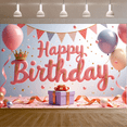 thumbnail image 6 of Pink Theme Birthday Banner Colorful Balloons Happy Birthday Backdrop for Birthday Party Photo Shoot Celebration, 6 of 8