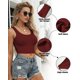thumbnail image 4 of Top corto AURUZA sin mangas con cuello en U, básico, burdeos, talla M, 4 of 6