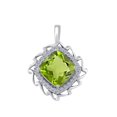 thumbnail image 2 of 5.45 Carat Cushion-Cut Created Peridot Gemstone With 28 Side White Diamond Pendant Necklace For Woman Crafted In 10k Rose White & Yellow Gold With 18 Gold Plated Over 925 Sterling Silver Box Chain, 2 of 4
