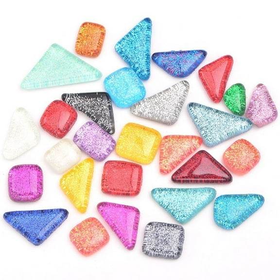 20pcs Mix Color Mosaic Glass Stones Glass Tiles Glass Pebbles Crafts Material Children Puzzle DIY Mosaic Making