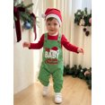 thumbnail image 5 of Cjfdfy Newborn Baby Boy Girl Christmas Outfit The Baby Who Stole Christmas Print Long Sleeve Romper Jumpsuit And Hat 3 Pcs Set Infant Cute First Christmas Fall Winter Outfit, 5 of 9