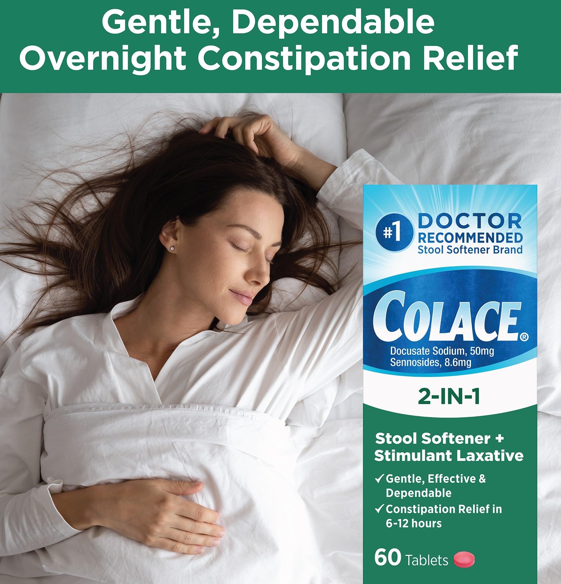 Colace 2 In 1 Stool Softener Plus Stimulant Laxative For Gentle Effective Constipation Relief