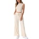 thumbnail image 1 of INSPIRAR CHIC Conjuntos Casuales de 2 Piezas para Mujeres, Top Sin Mangas de Cuello Redondo y Pantalones Anchos de Verano, Conjunto de Lounge M Color Albaricoque, 1 of 4