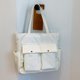 thumbnail image 4 of Bolso casual de mujer Bolso de mano universitario de lona versátil Bolso bandolera de color sólido, 4 of 8