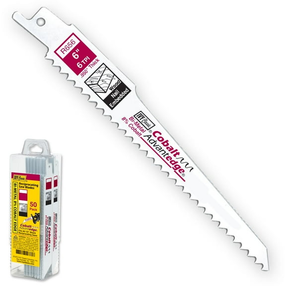 IVY Classic 28368 6 in. 6 TPI Bi-Metal Reciprocating Saw Blade, Cuts Wood/Nails (50-Pack)
